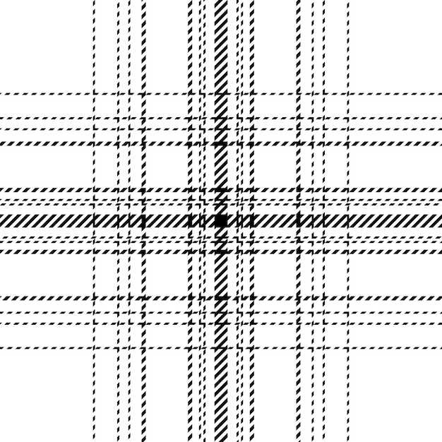 Vector geruit ruitpatroon in zwart-wit naadloze stoftextuur tartan textielprint