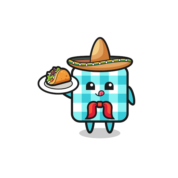 Geruit tafelkleed mexicaanse chef-kokmascotte met een schattig taco-ontwerp