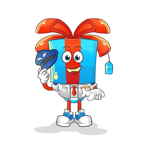 Geschenk hoofd cartoon piloot mascotte cartoon vector