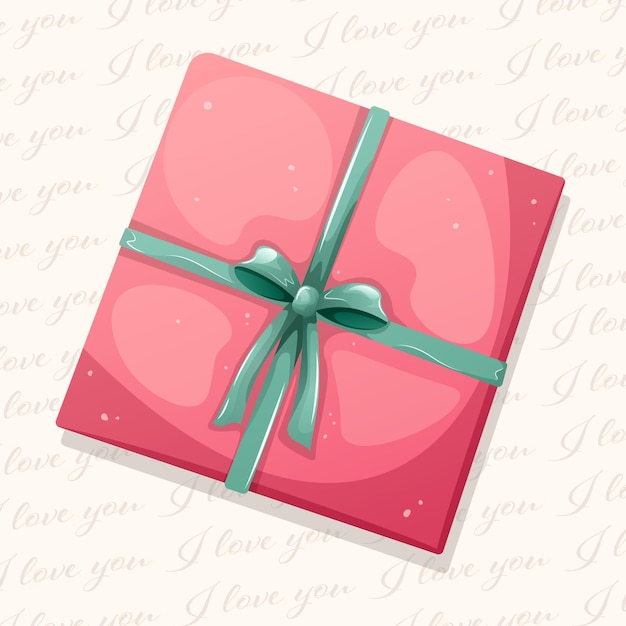 Geschenk in roze papier met groen lint en strik Een feestcadeau voor jou Vector illustratie voor Val.