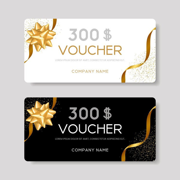 Vector geschenkcertificaat met gouden linten en strik premium kortingscoupons