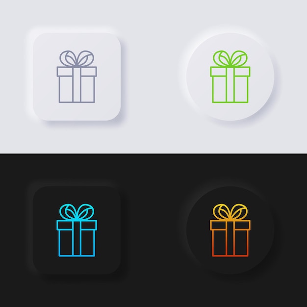 Geschenkdoos icon set Multicolor neumorfisme knop soft UI Ontwerp voor webdesign Toepassing UI en meer Icon set Button Vector