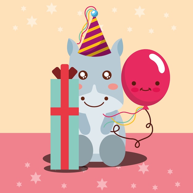 geschenkdoos kawaii ballon schattige nijlpaard en feestmuts