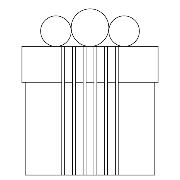 Geschenkdoos schets contour op witte achtergrond geïsoleerd