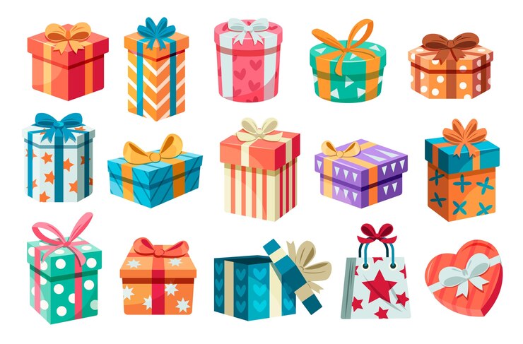 Vector geschenkdoosjes in platte vorm