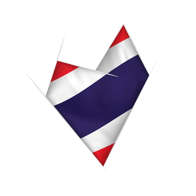 Geschetst krom hart met de vlag van Thailand