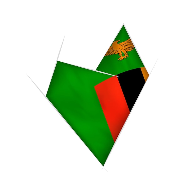 Geschetst krom hart met de vlag van Zambia
