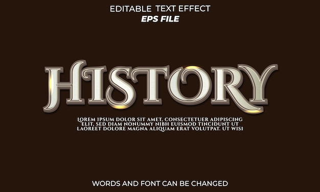 Vector geschiedenis teksteffect lettertype bewerkbare typografie 3d tekst