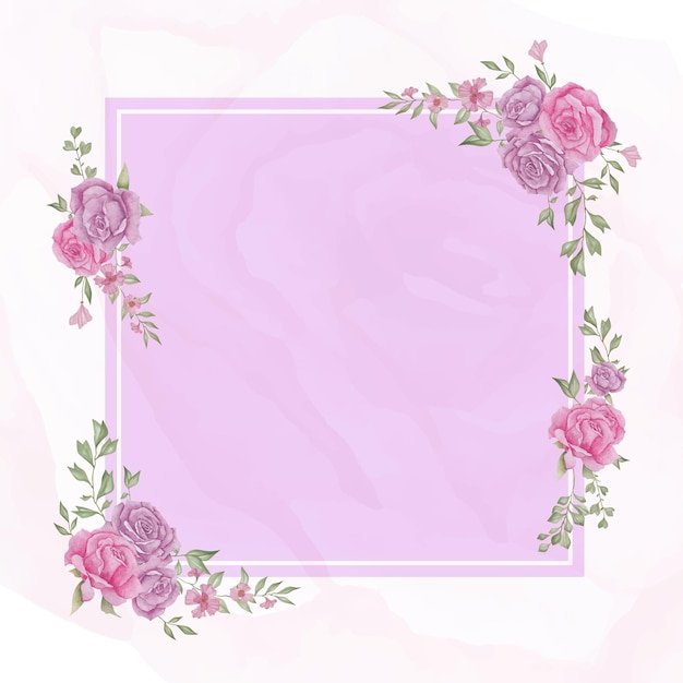 Geschilderde aquarel samenstelling van bloemen in roze kleuren Frame vignet met een boeket bloemen