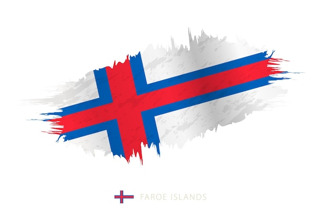 Geschilderde penseelstreekvlag van de Faeröer met golvend effect