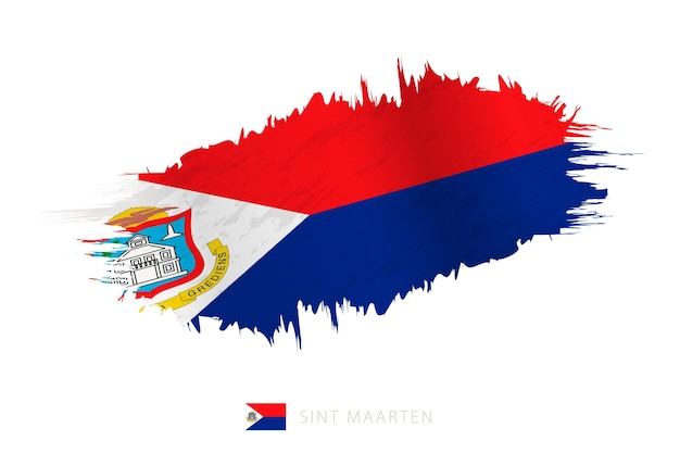 Geschilderde penseelstreekvlag van Sint Maarten met wuivend effect.
