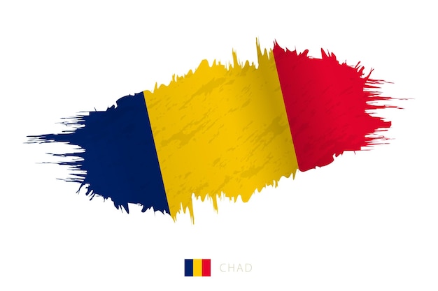 Geschilderde penseelstreekvlag van Tsjaad met golvend effect