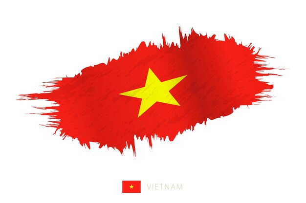 Geschilderde penseelstreep vlag van Vietnam met zwaaiend effect