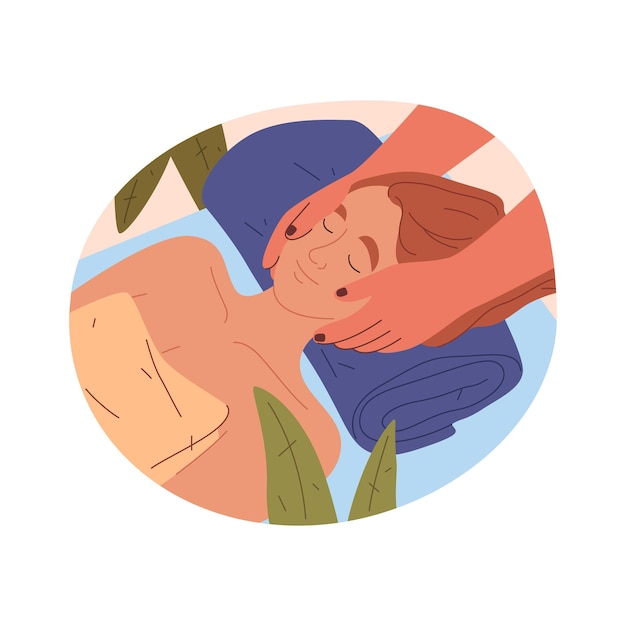 Gesichtsmassage vector poster teken voor schoonheidstherapie en huidverzorging spa salon symbool voor ontspanning