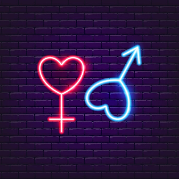 Geslacht neon pictogram Vector illustratie gendergelijkheid