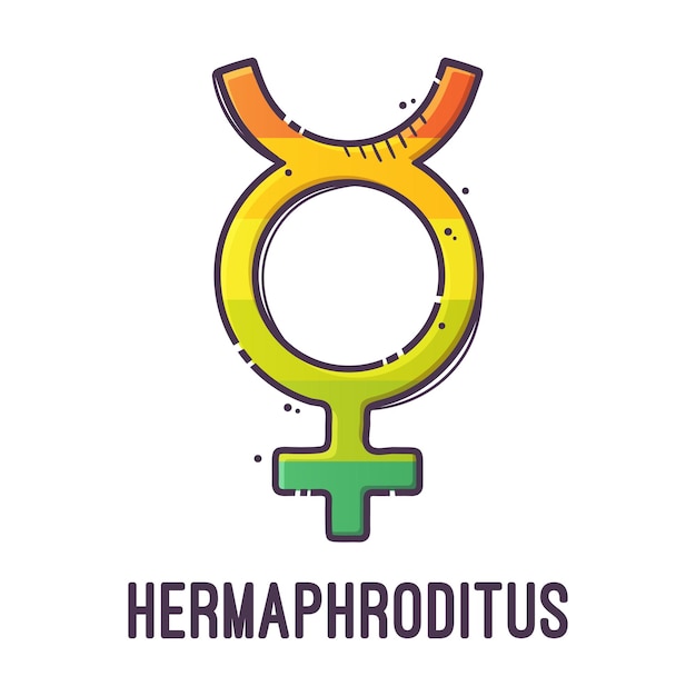 Geslachtssymbool hermaphroditus tekenen van seksuele geaardheid vector