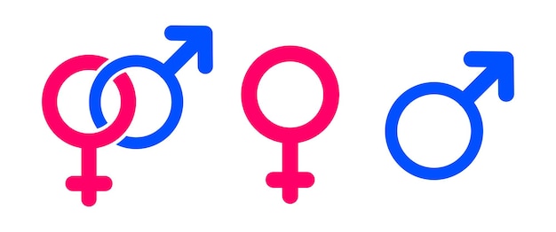 Geslachtsvectorsymbool geïsoleerde mannelijke en vrouwelijke icoon set roze blauwe clip art illustratie