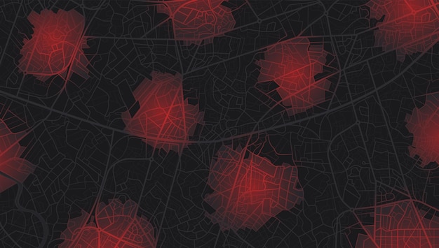 Gesloten gebied, wijk, weg. Gps-kaartnavigatie naar eigen huis. Gedetailleerde weergave van de stad. Stadstop.