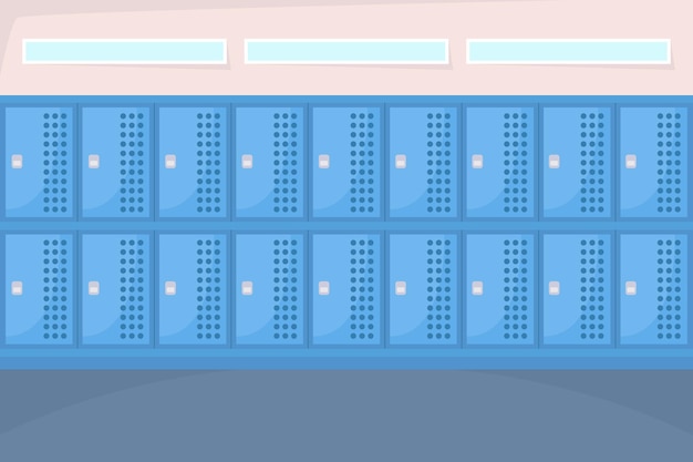 Gesloten kluisjes in kleedkamer egale kleur vectorillustratie