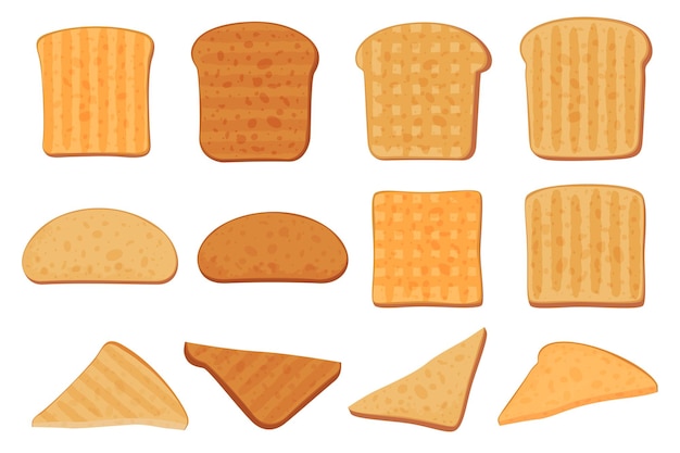 Gesneden croutons die toast maken voor het ontbijt kleine snack vectorillustratie