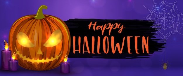 Vector gesneden halloween-pompoenen, horizontale banner. kleurrijke enge halloween-illustratie.