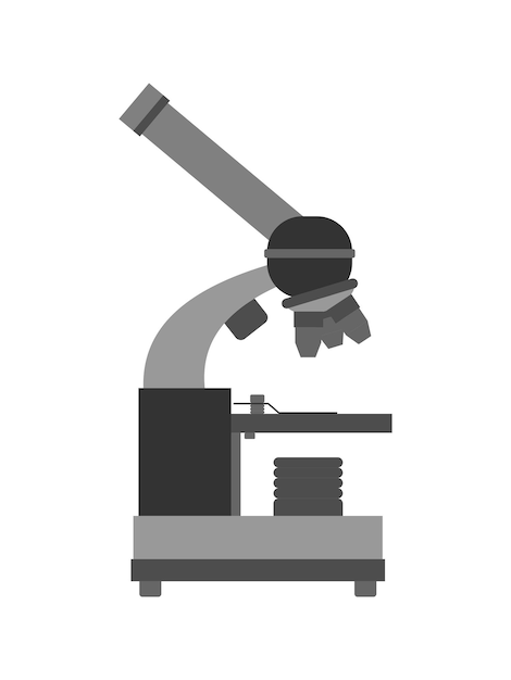 GESOLEERDE ILLUSTRATIE VAN EEN MICROSCOOP OP EEN WITTE ACHTERGROND