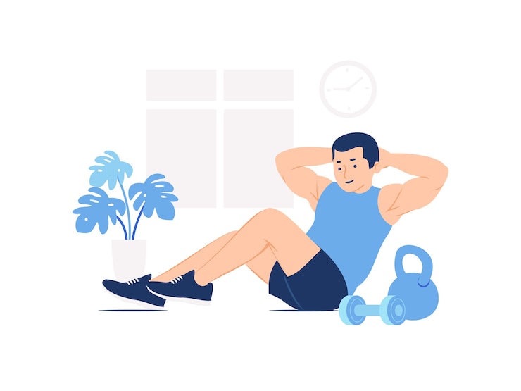 Gespierde man training concept illustratie