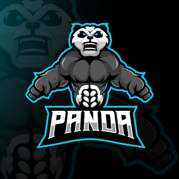 Gespierde panda mascotte logo ontwerp