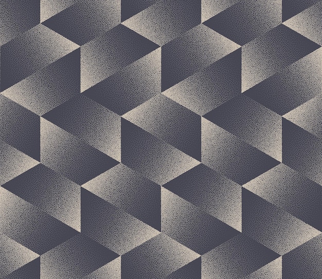 Gespleten zeshoeken ouderwets naadloos patroon vector dotwork abstracte achtergrond