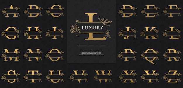 Gesplitste letters met luxe gouden bloemen logo