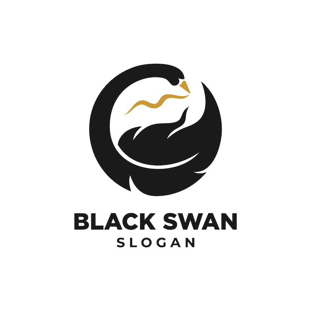 Gestalt logo concept for black swan and pen feather