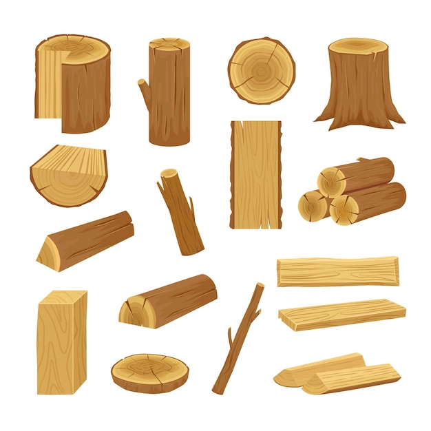 Vector gestapelde stammen houten timmerhout collectie vector