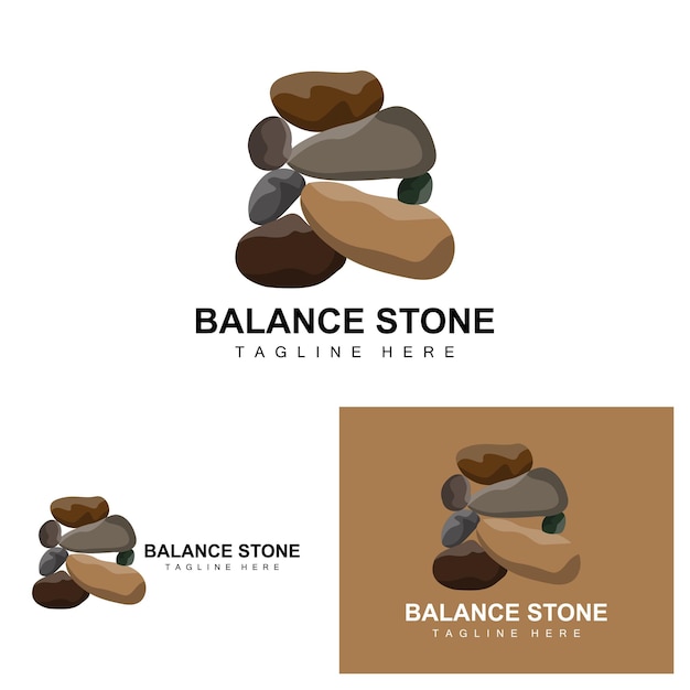 Gestapelde steen Logo-ontwerp Balancerende steen Vector bouwmateriaal Steen illustratie Puimsteen illustratie Walpapeer Stone