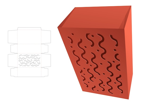 Gestencilde verpakkingsdoos gestanste sjabloon en 3D-mockup