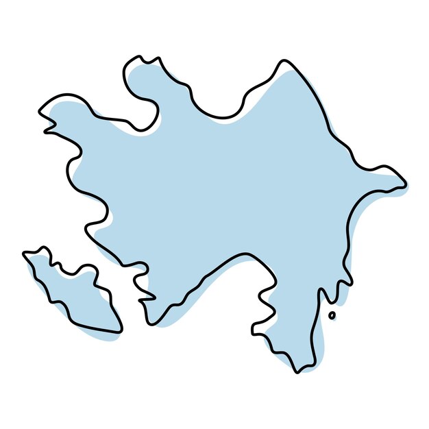 Gestileerde eenvoudige overzichtskaart van het pictogram van Azerbeidzjan. Blauwe schetskaart van Azerbeidzjan vectorillustratie