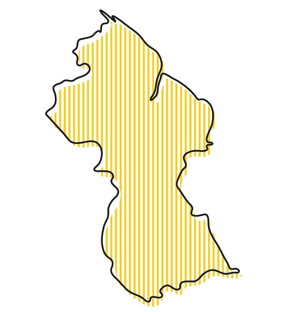 Gestileerde eenvoudige overzichtskaart van het pictogram van guyana