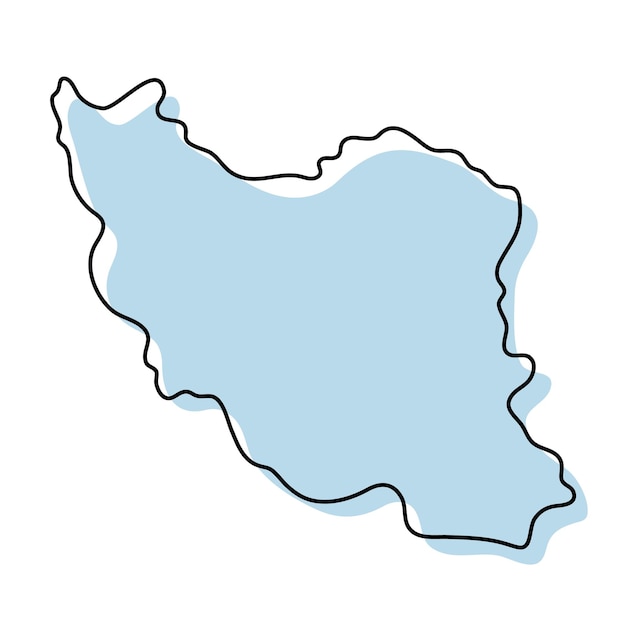 Gestileerde eenvoudige overzichtskaart van het pictogram van Iran. Blauwe schetskaart van Iran vectorillustratie
