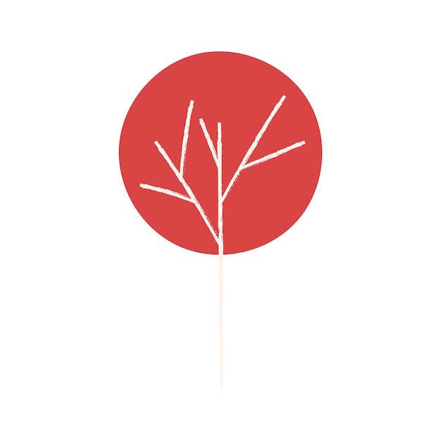 Vector gestileerde herfstboom met getextureerde takken platte vectorillustratie geïsoleerd op een witte achtergrond