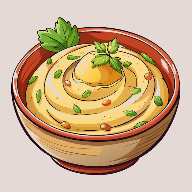 Gestileerde Hummus Vector Clip Art Perfect voor Grafiek en Design