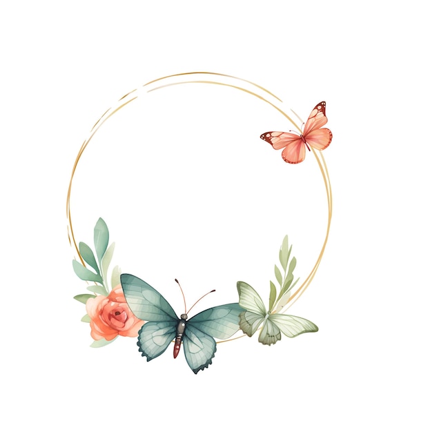 Gestileerde krans met bloemen en vlinder Ronde bloemen frame voor uw tekst Vector kaart