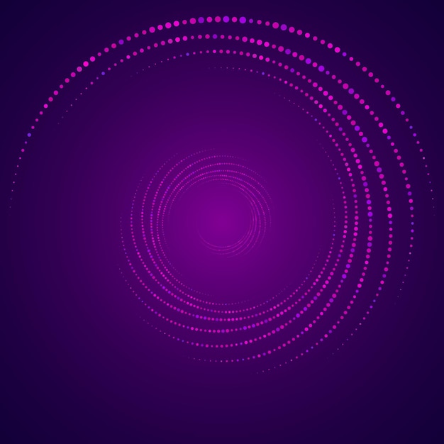 Gestippeld, stippen, spikkels abstracte concentrische cirkel. Spiraal, werveling, wervelelement. Cirkelvormig en radiaal