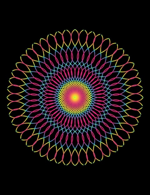 Gestippelde geometrische vorm bloem patroon achtergrond ontwerp vector van Fuchsia groen blauw geel kleurverloop