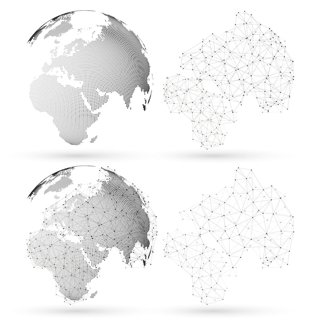 Vector gestippelde wereldbol met abstracte constructie