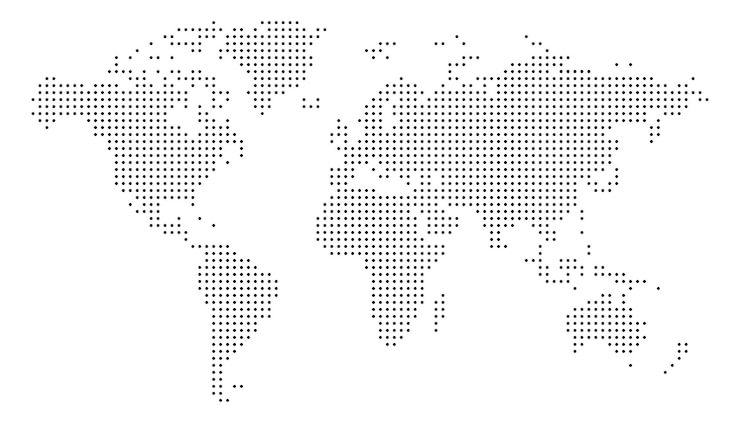 Vector gestippelde wereldkaart op witte achtergrond