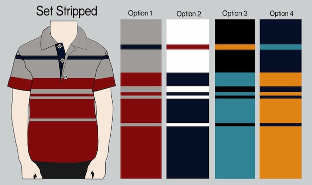 Gestreept poloshirt Template vector set Gestript voor poloshirt t-shirt poloshirt Gestreept