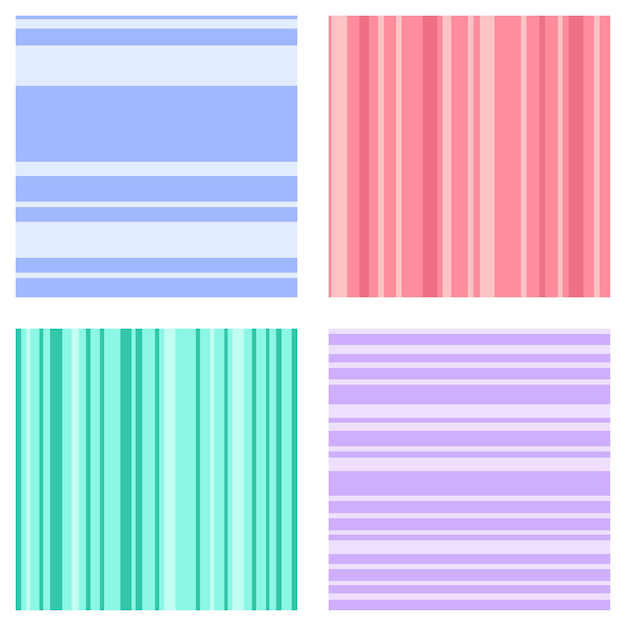 Gestreepte abstracte achtergronden vector set collectie naadloze patronen roze blauw groen paars geometri