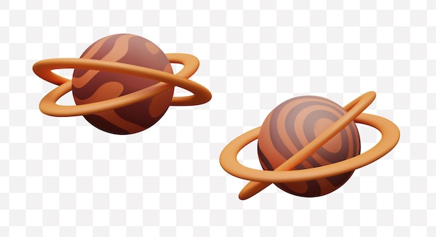 Gestreepte planeet met twee ringen Ongebruikelijk hemellichaam Creatief geïsoleerd vectorobject