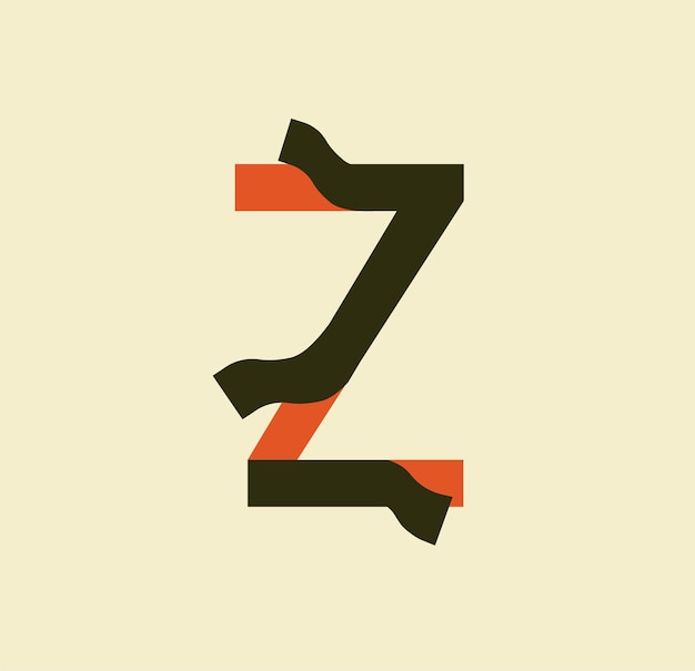 Gestripte letter Z. Kleverige papieren letters. Boek, logo, bedrijf en sjabloonontwerp. illustratie