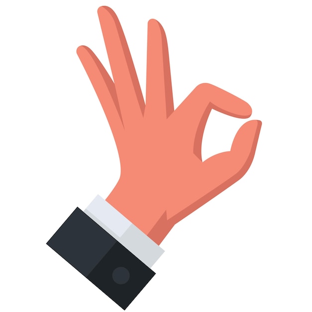 Gesture with your hand and show approx. all right. flat vector illustration.