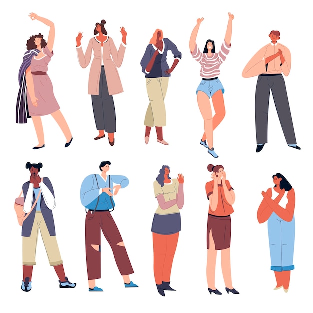 Vector gesturing people cheering and positive signs